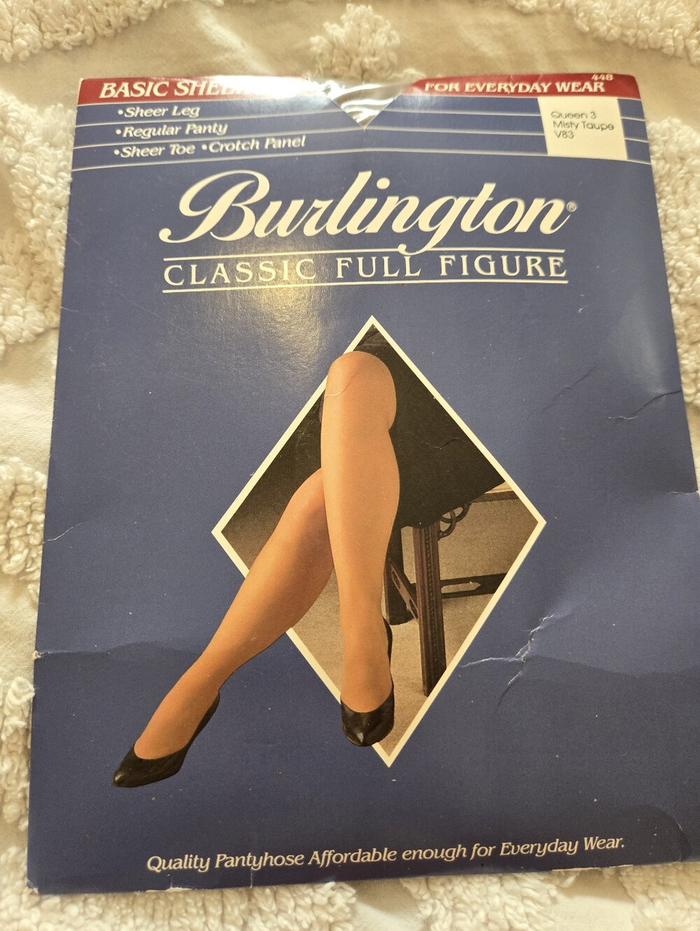 NOS Burlington Classic Full Figure Basic Sheer Pantyhose Queen 3 Misty Taupe